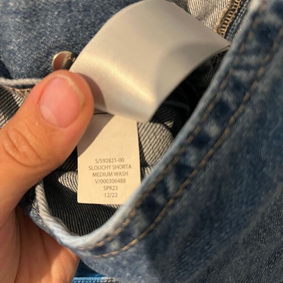 GAP DENIM 90’s Y2k Slouchy shorta medium wash overall shorts size Large denim ov - Picture 9 of 16